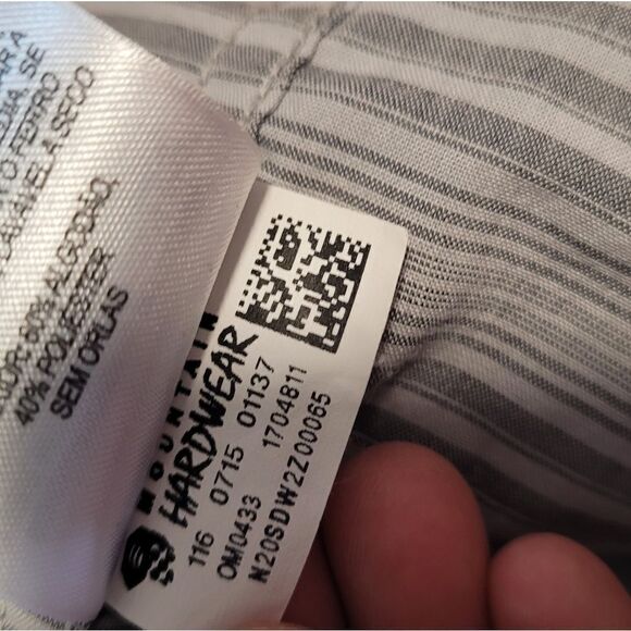 Mountain Hardwear Small Gray Striped Short Sleeve Button Up - Picture 4 of 5